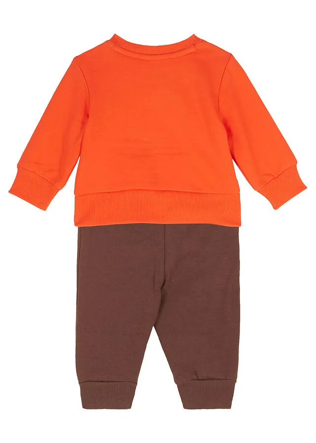 SUDADERA Y PANTALóN DE CHáNDAL DE ALGODóN ORGáNICO PARA BEBé (2 PIEZAS) MARRóNROJO MANDARINA